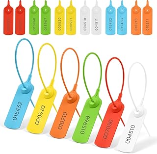 Flintronic 60 PCS Inviolable Scelle la Signalisation, Attaches en Plastique Autobloquantes Imprimé avec le numéro de série, languettes de sécurité jetables pour Extincteur, Expédition(Cercle)