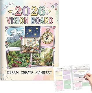 Livre de tableau de vision 2026 pour femme, fournitures de planification des vacances – Planches de rêve annuelles – pour étudiants, entrepreneurs, professionnels, artistes, leaders, atelier, bureau
