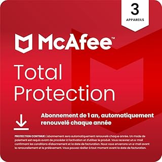 McAfee Total Protection 3 Appareil 2025 | Antivirus, VPN, Logiciel de sécurité | Abonnement d