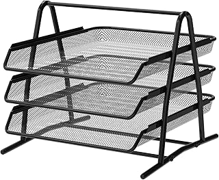 Detectalia Plateau Organisateur de Bureau et de Documents 3 Niveaux Noir. Dossier A4, Caisson de Bureau, Classeurs, Bureau d