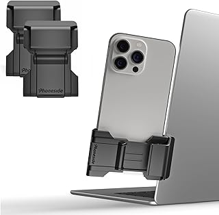 PhonesideOne - Support Téléphone PC Ajustable Universel, Compatible avec Les Smartphones tels Que iPhone, Samsung, Huawei, Google Pixel, etc. (1, Black)